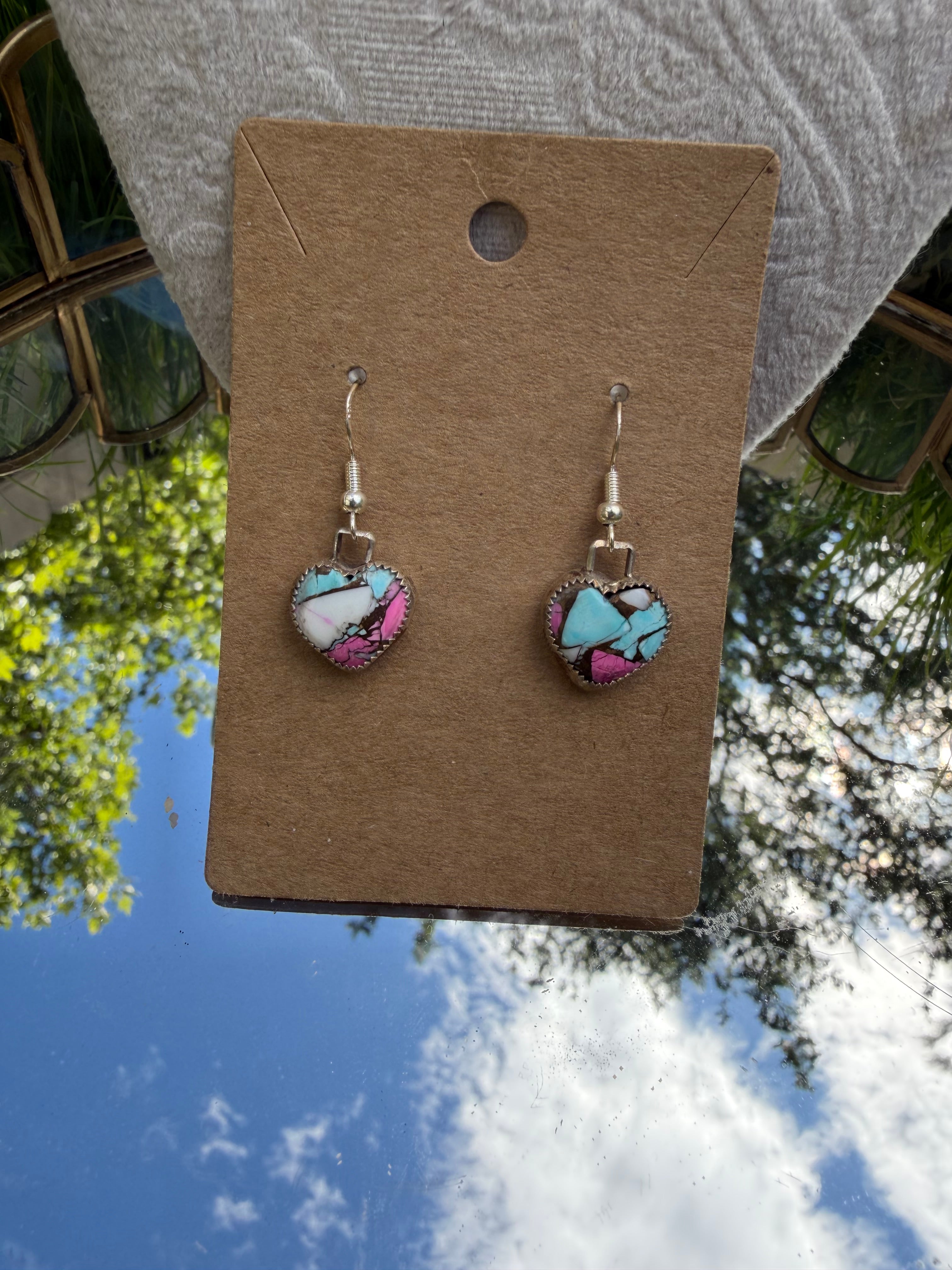 cotton candy dangly earrings