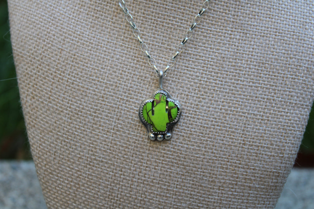 Green dahlia cactus pendant