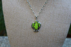 Green dahlia cactus pendant
