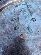 Mixed stone charm necklace
