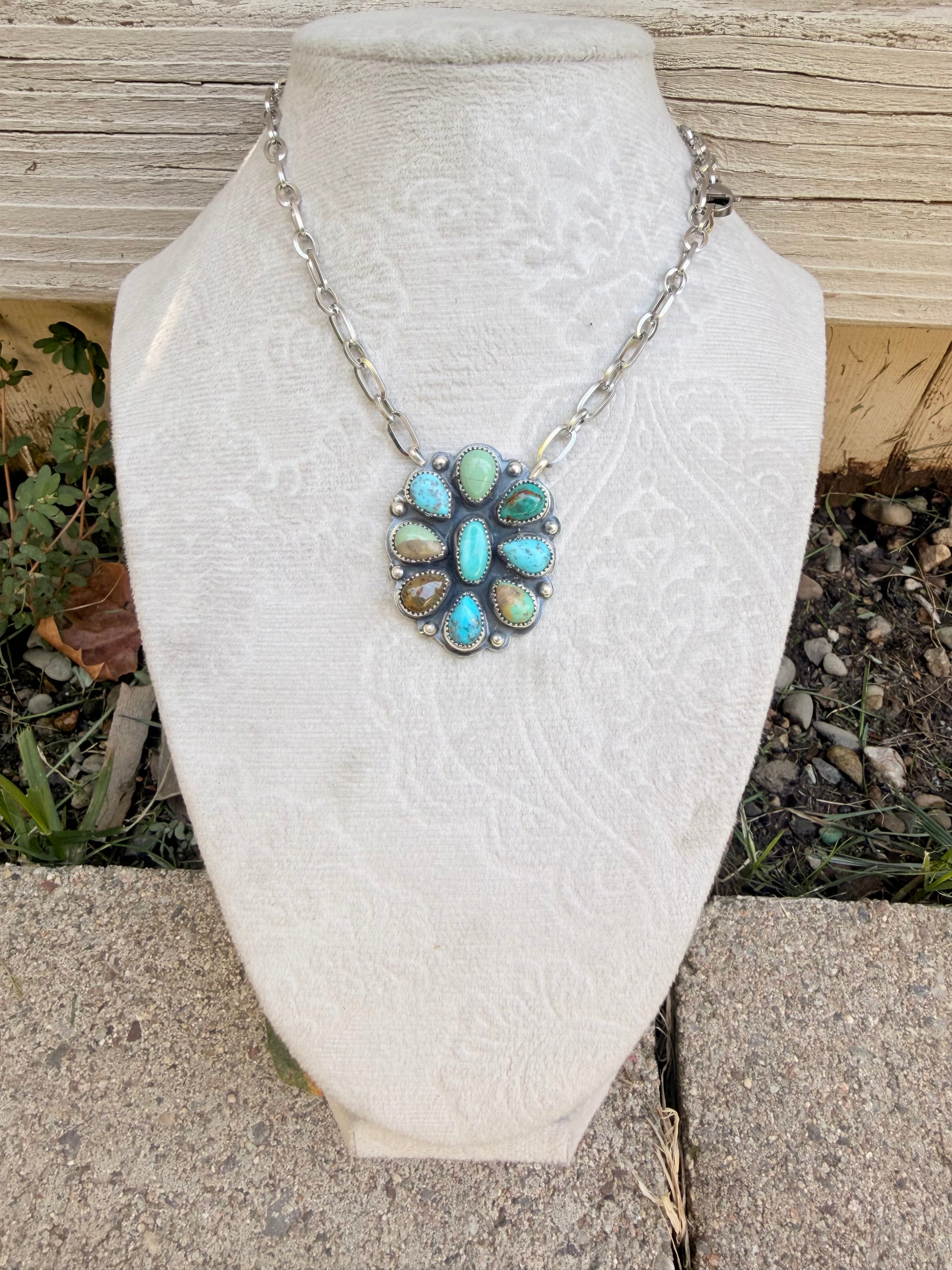 Multi stone turquoise full cluster