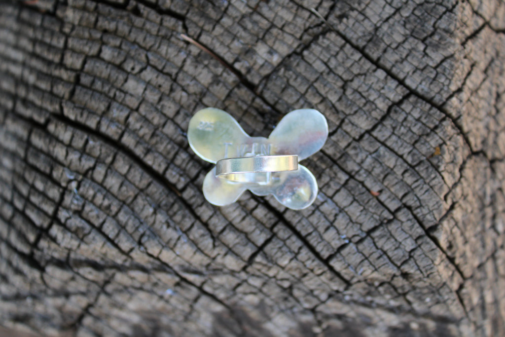 Turquoise butterfly adjustable ring