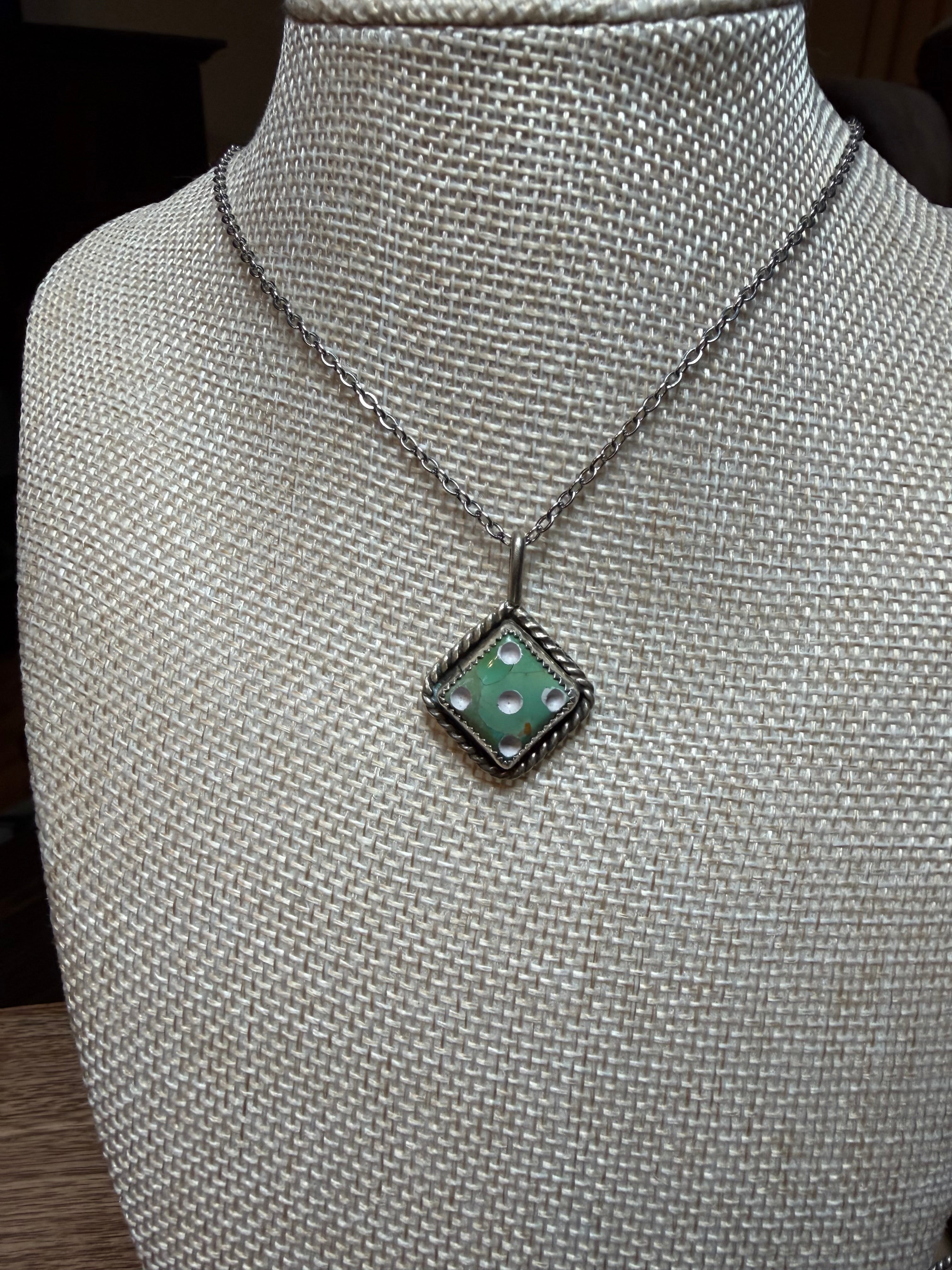 green turquoise dice pendant
