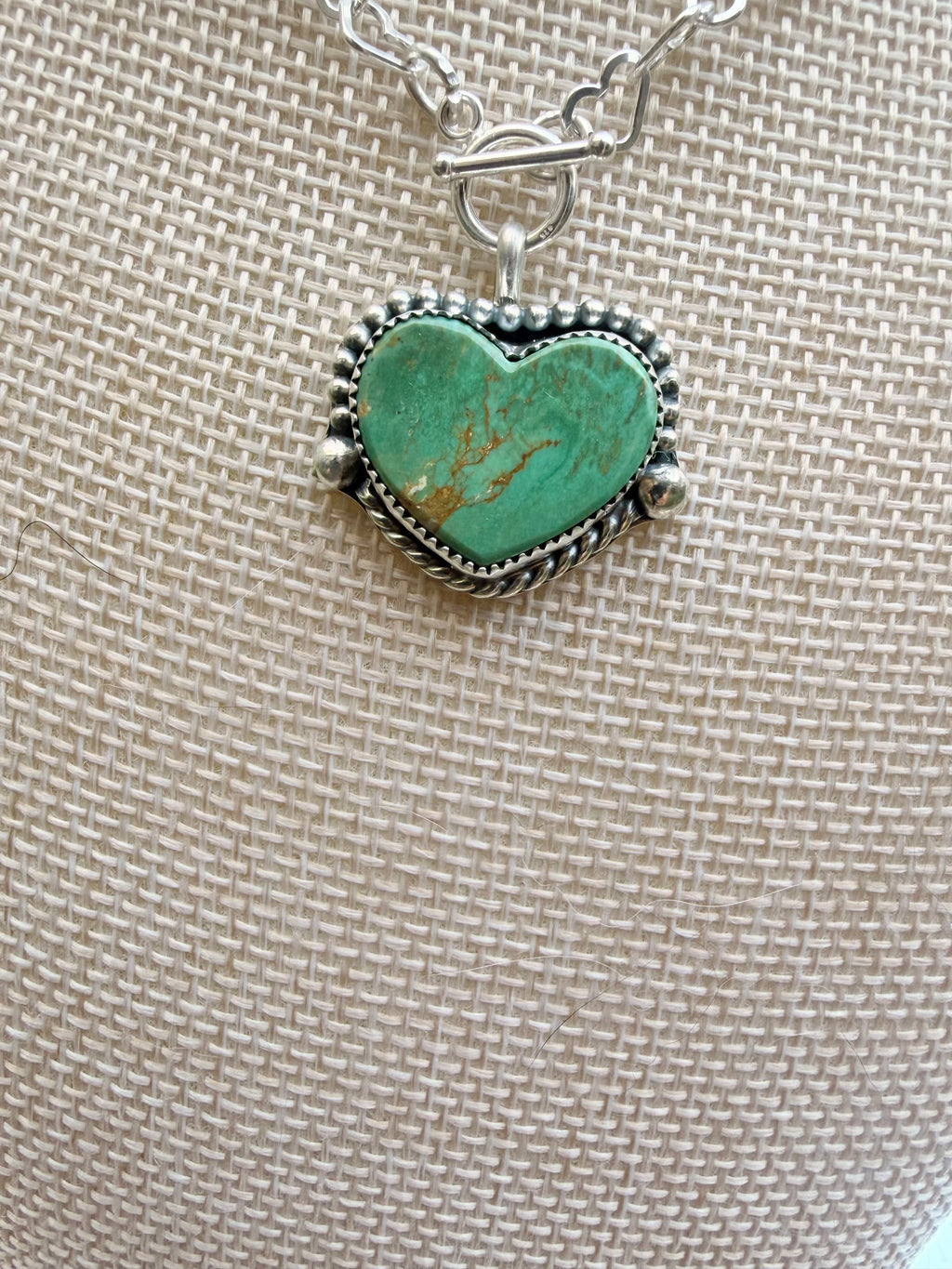 Emerald mountain turquoise heart toggle necklace