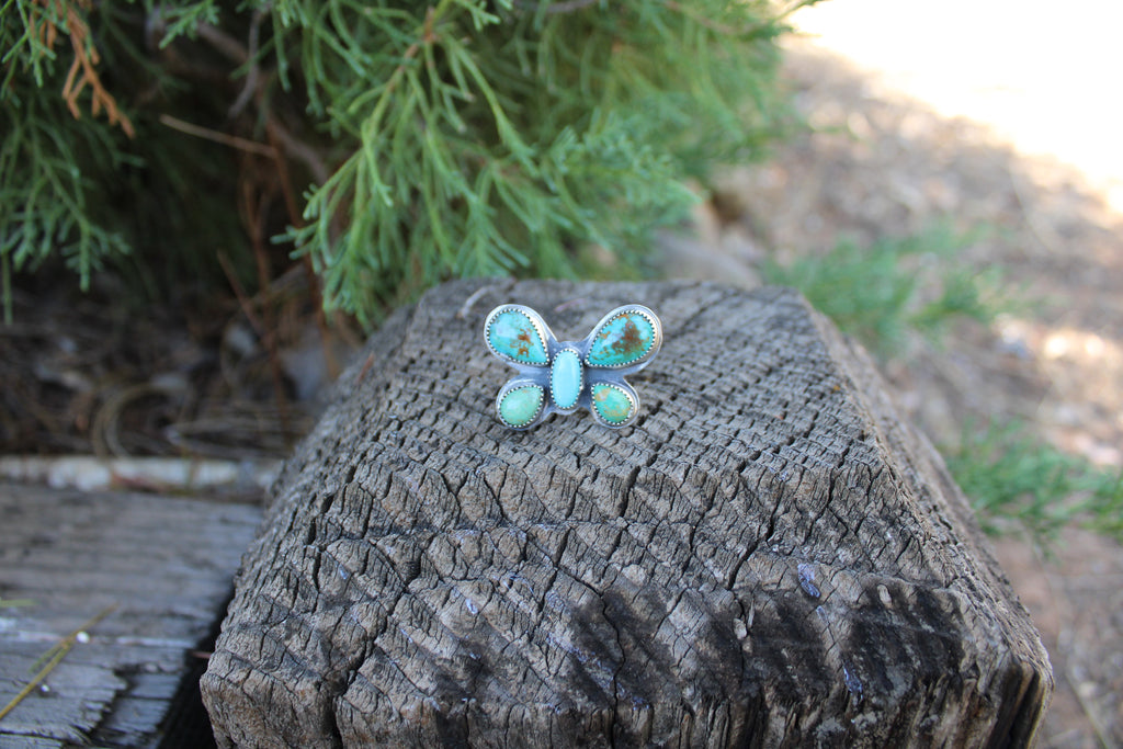 Turquoise butterfly adjustable ring