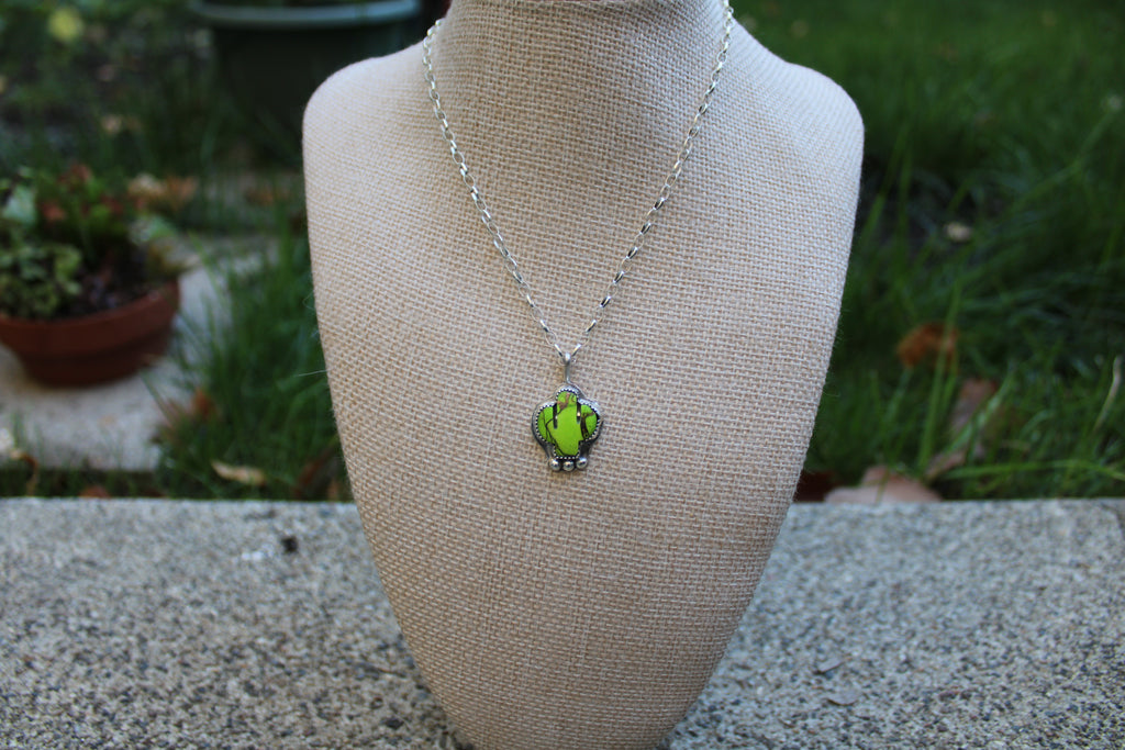 Green dahlia cactus pendant