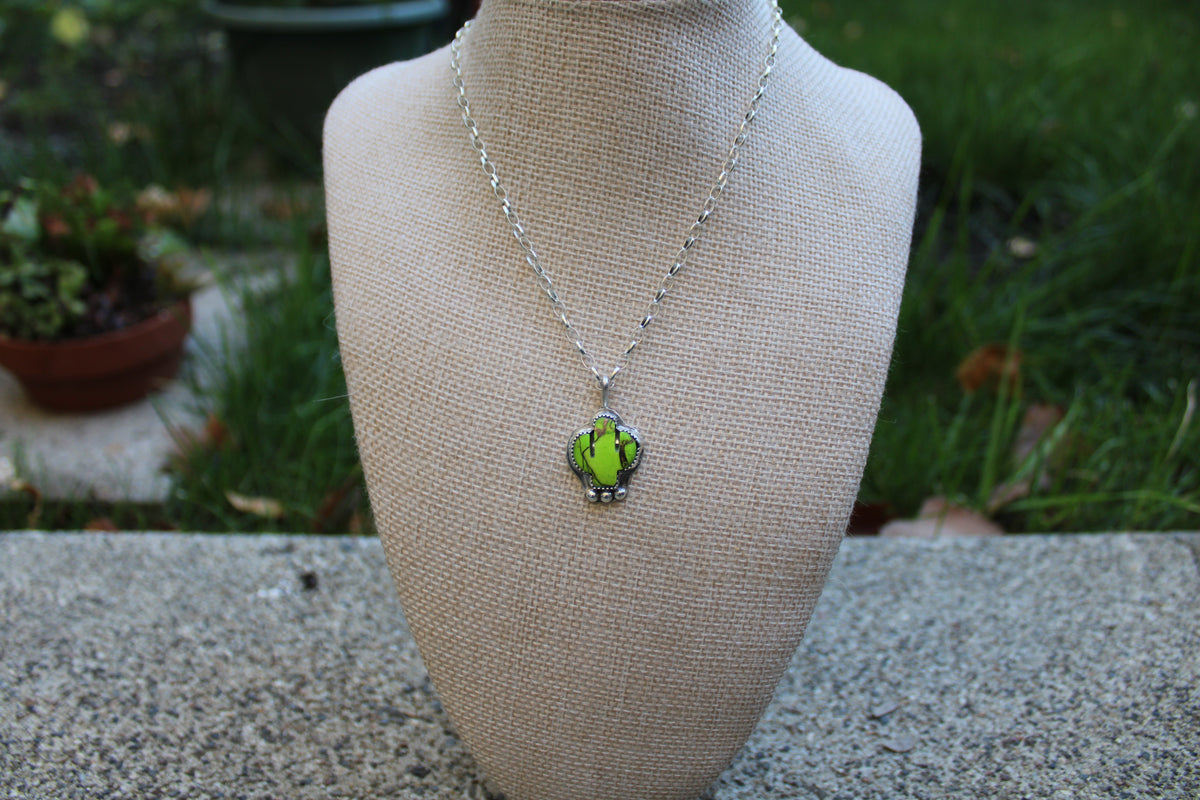 Green dahlia cactus pendant