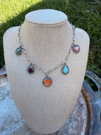 Mixed stone charm necklace