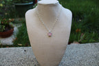 Pink conch butterfly dainty necklace
