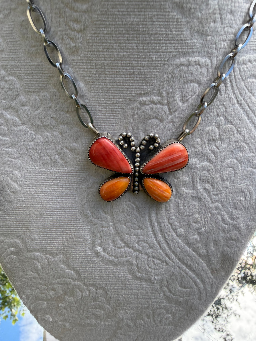 Spiny oyster butterfly necklace