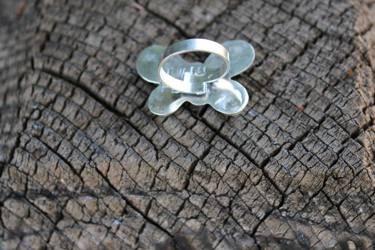 Turquoise butterfly adjustable ring