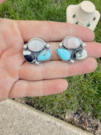 Mixed stone cluster earrings