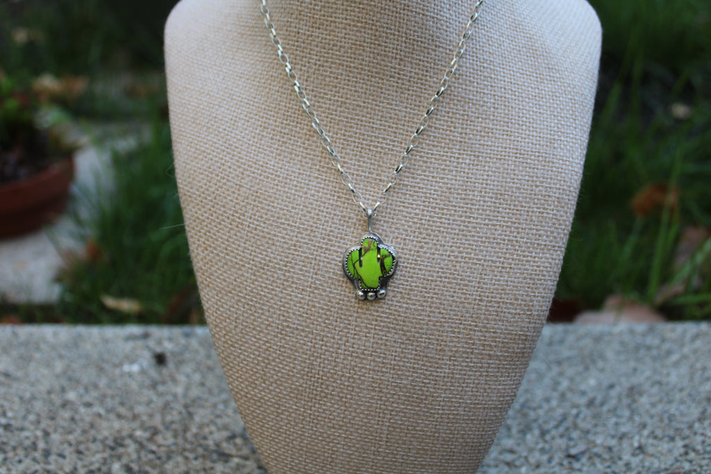 Green dahlia cactus pendant