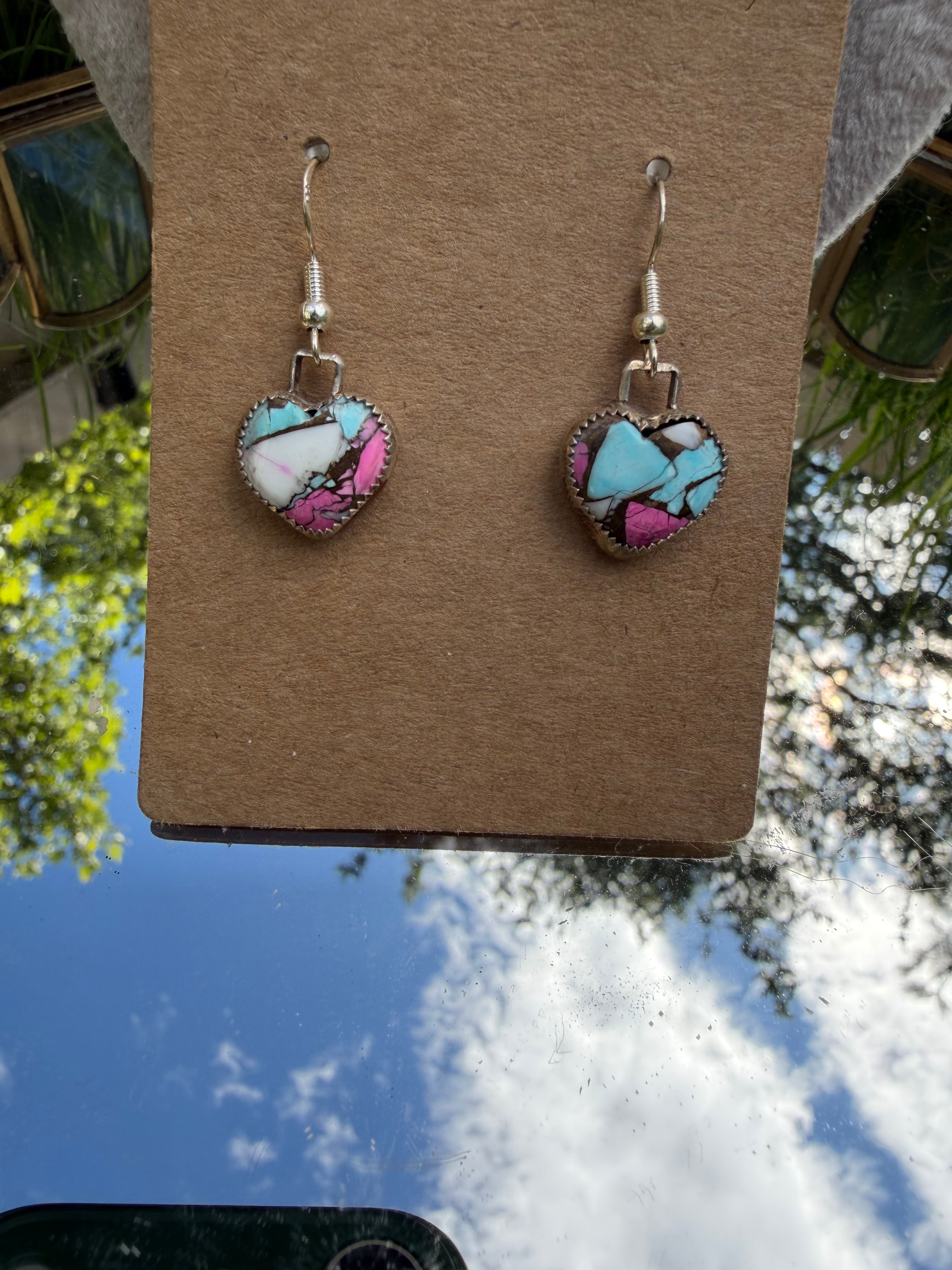 cotton candy dangly earrings