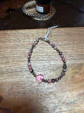 Pink rhodonite sterling silver bracelet