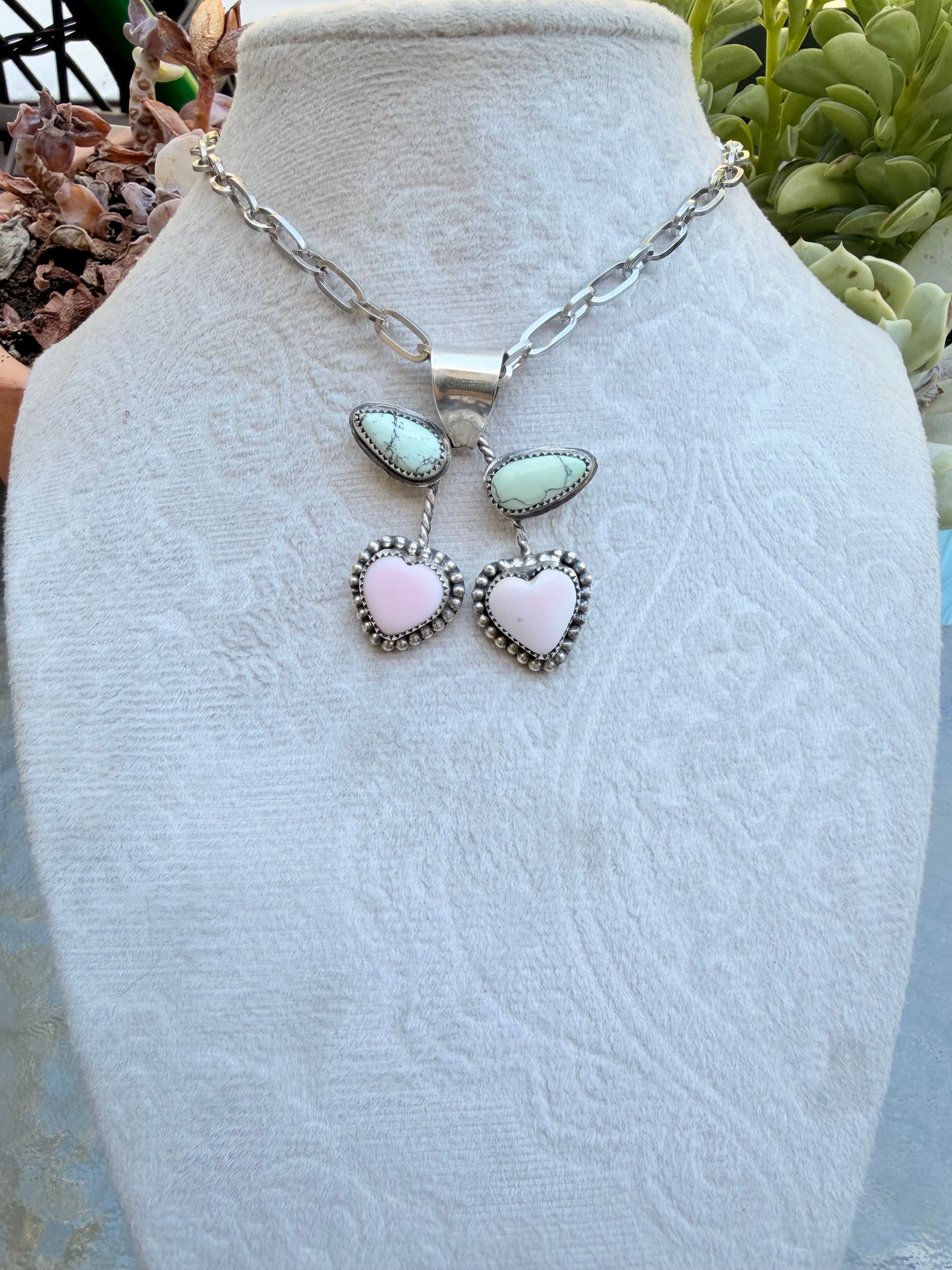 Pink conch and green veriscite cherries