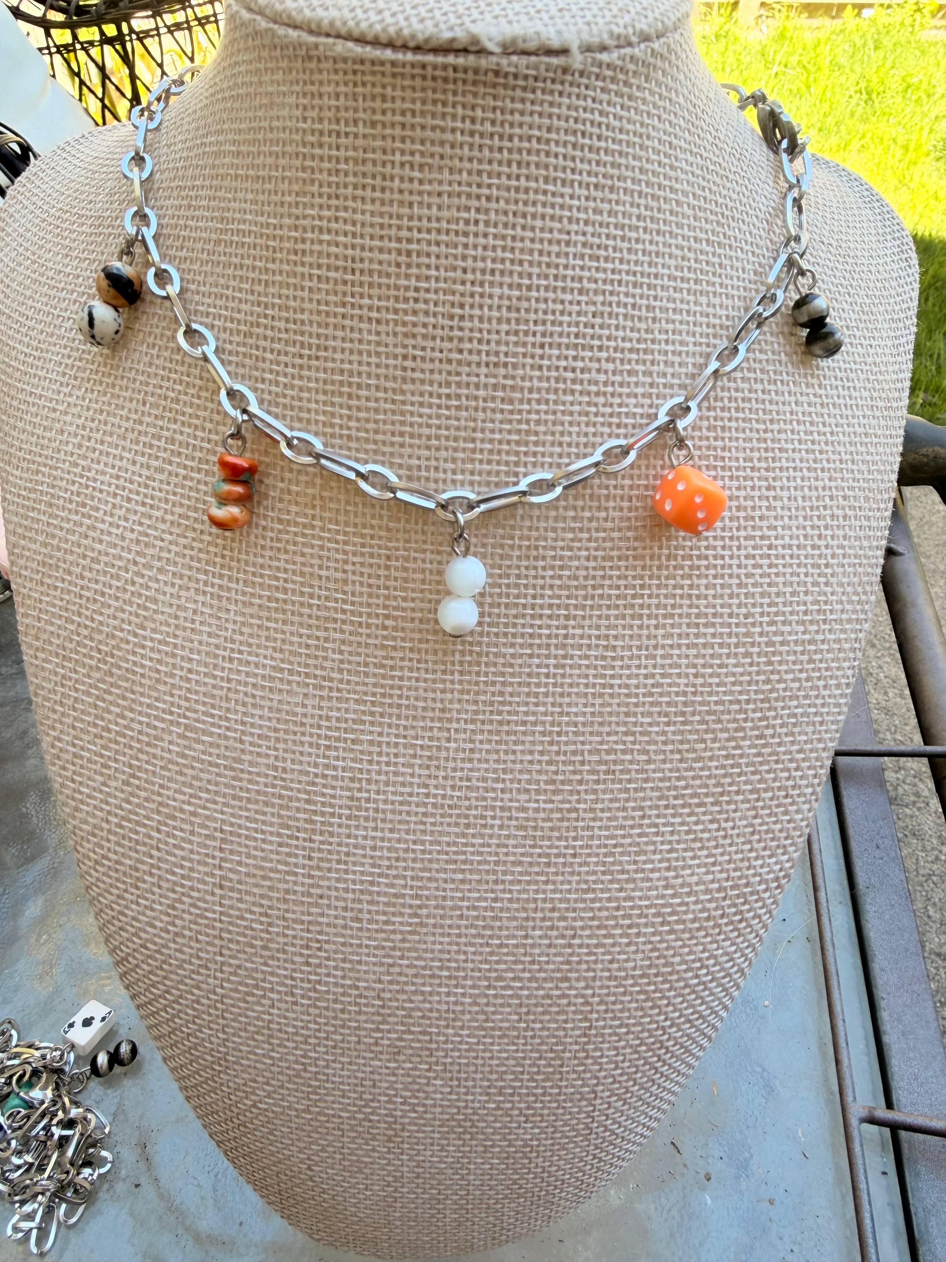 Orange charm necklace