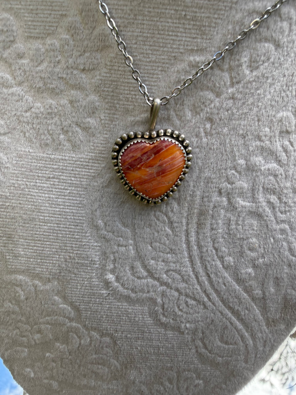 orange spiny oyster heart pendant necklace