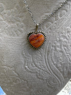 orange spiny oyster heart pendant necklace