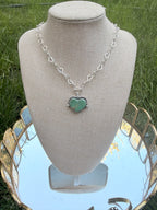 Emerald mountain turquoise heart toggle necklace