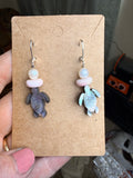 Pink conch and abalone shell turtle earrings