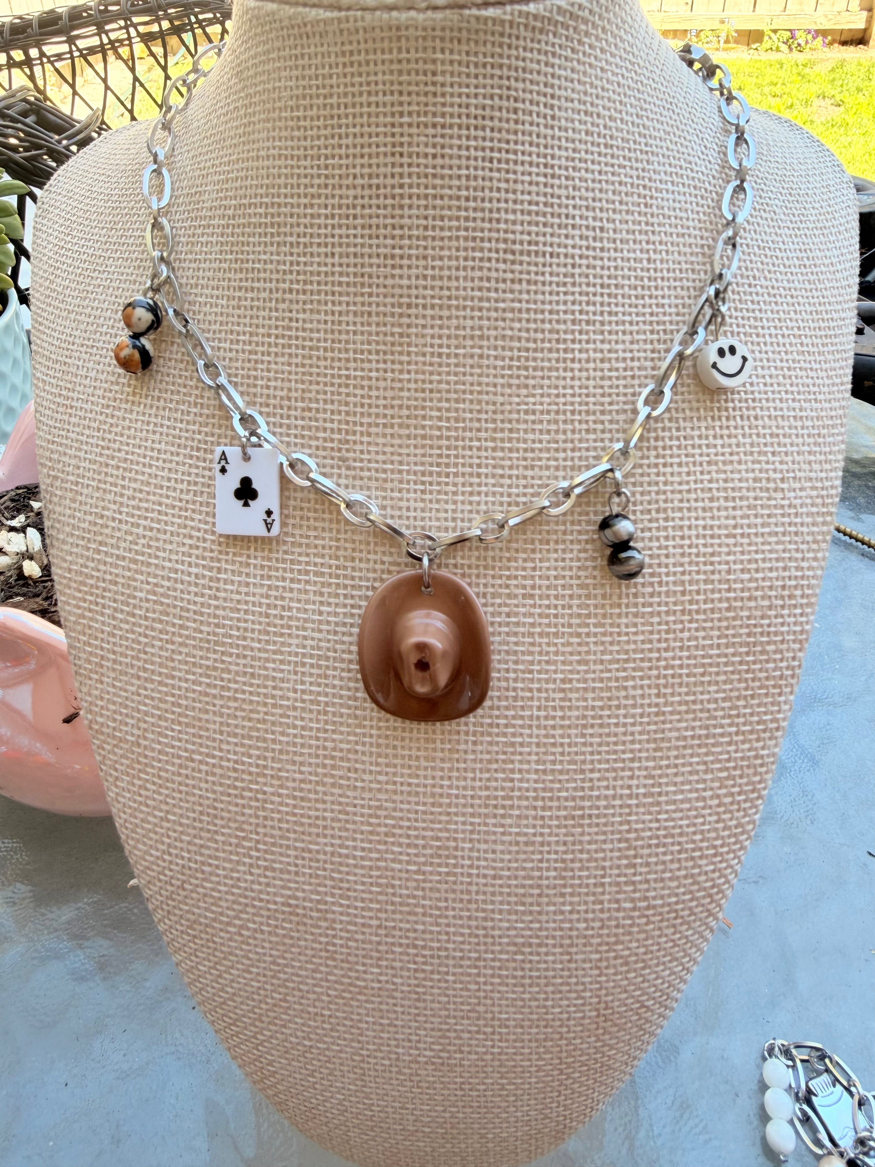 Cowboy hat charm necklace