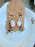 Pink mother of pearl huggie earrings