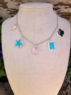 Mixed stone charm necklace