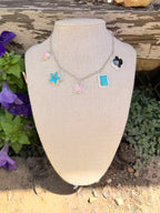 Mixed stone charm necklace