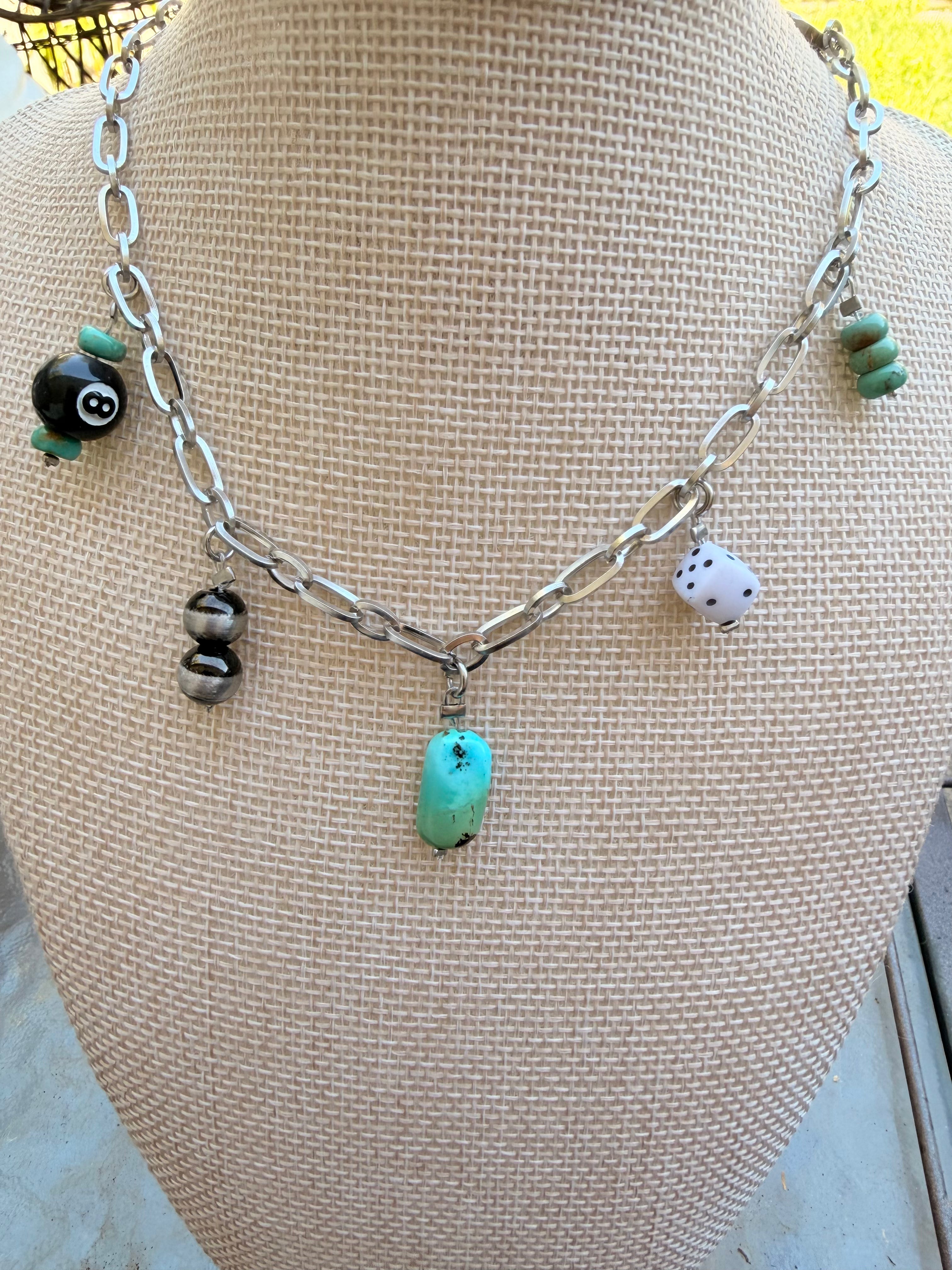 Turquoise charm necklace