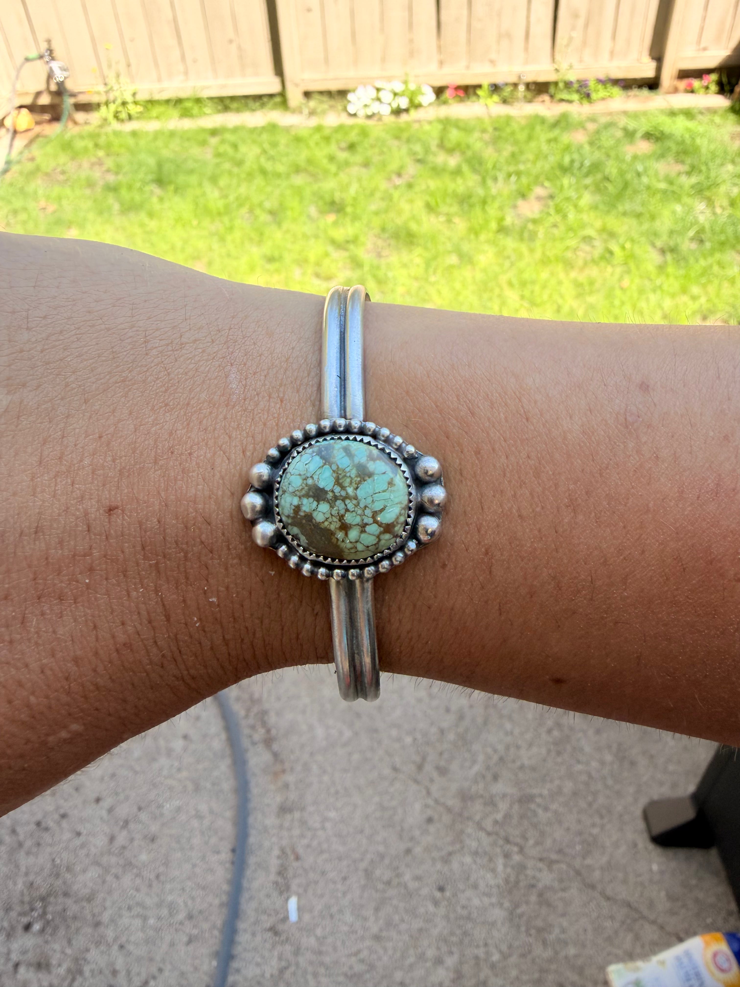 Rare white horse turquoise cuff bracelet custom