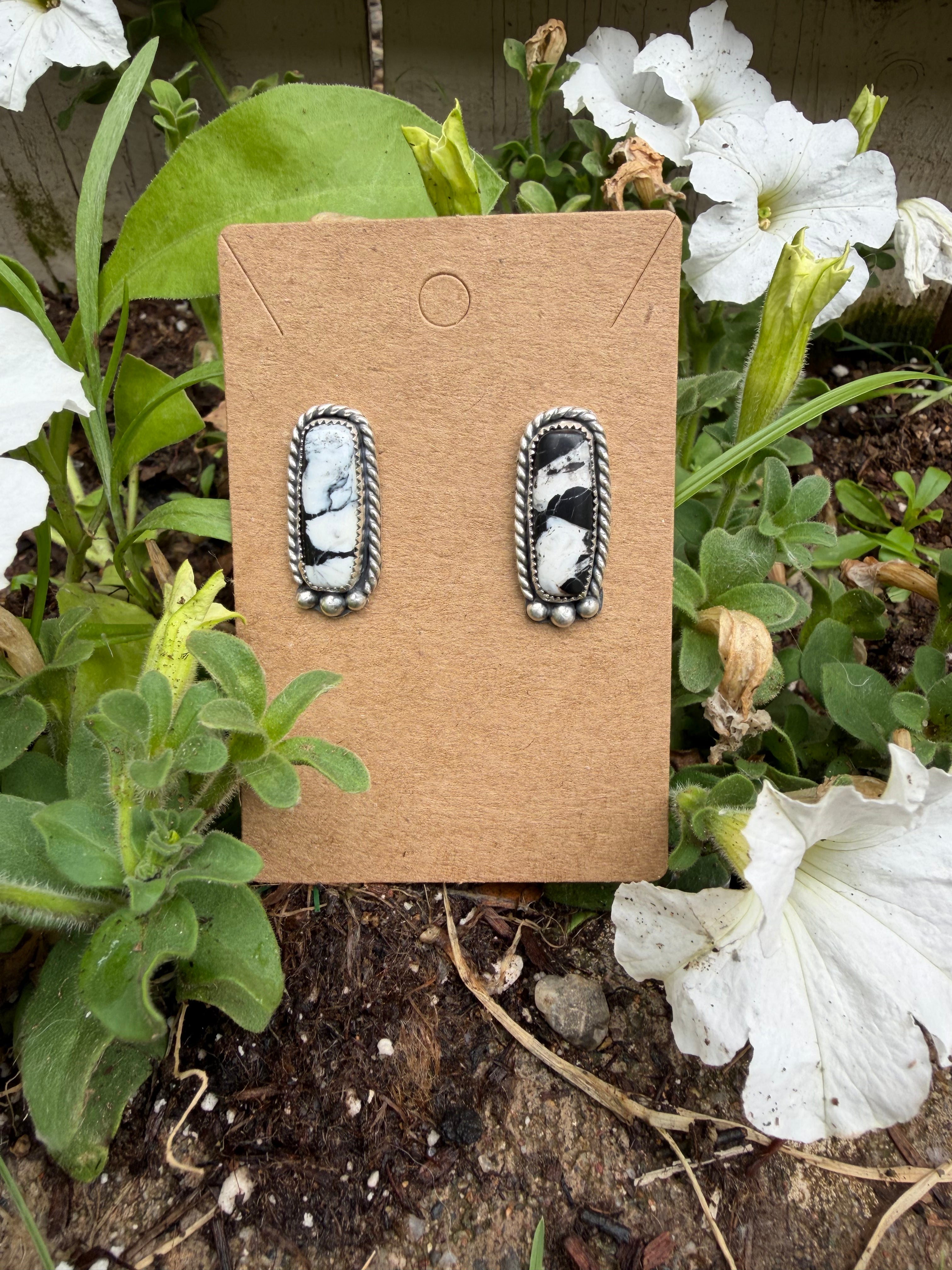 White buffalo stud earrings