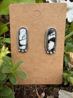 White buffalo stud earrings