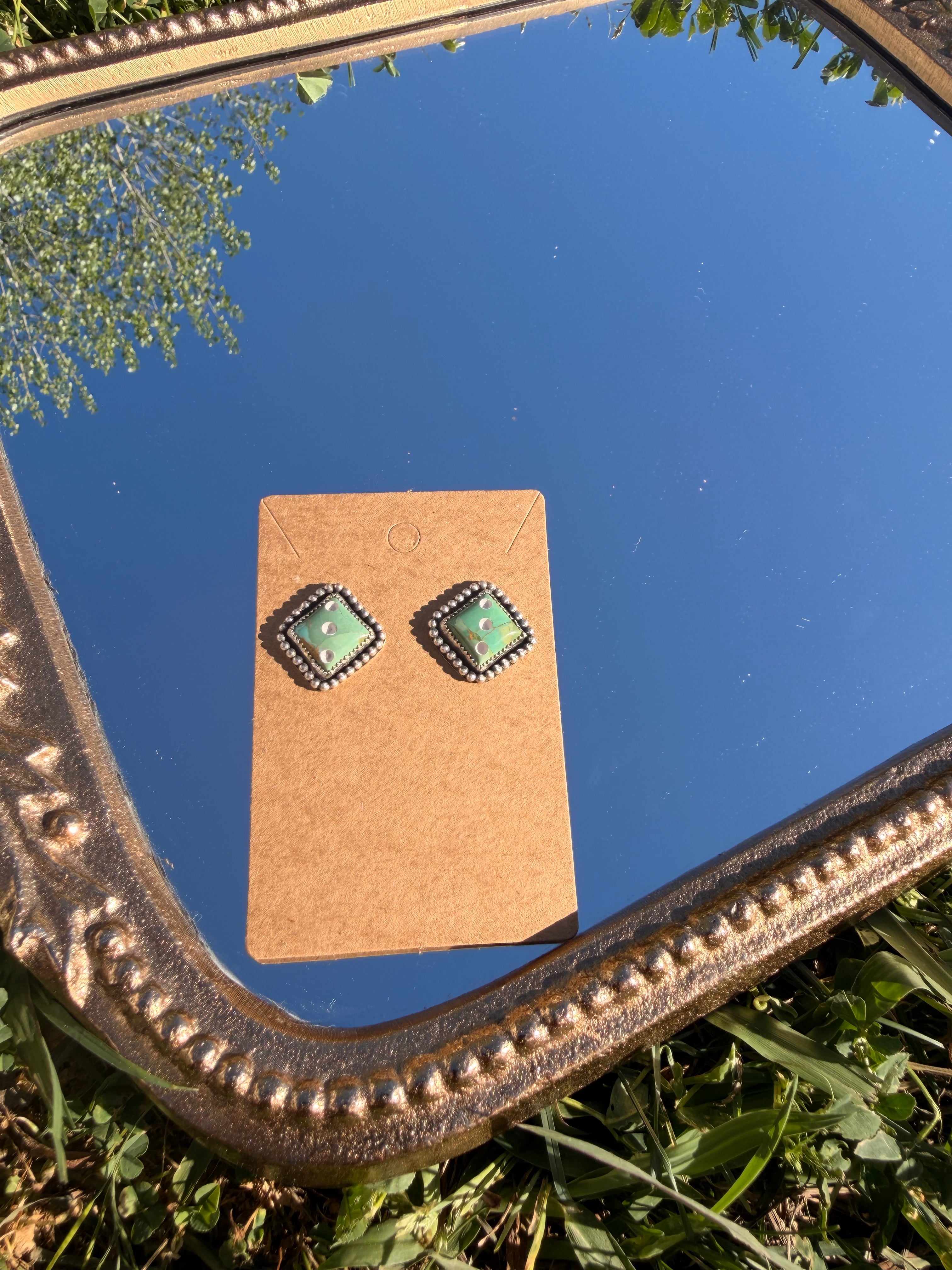Turquoise dice studs