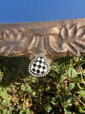 checkered tear drop ring