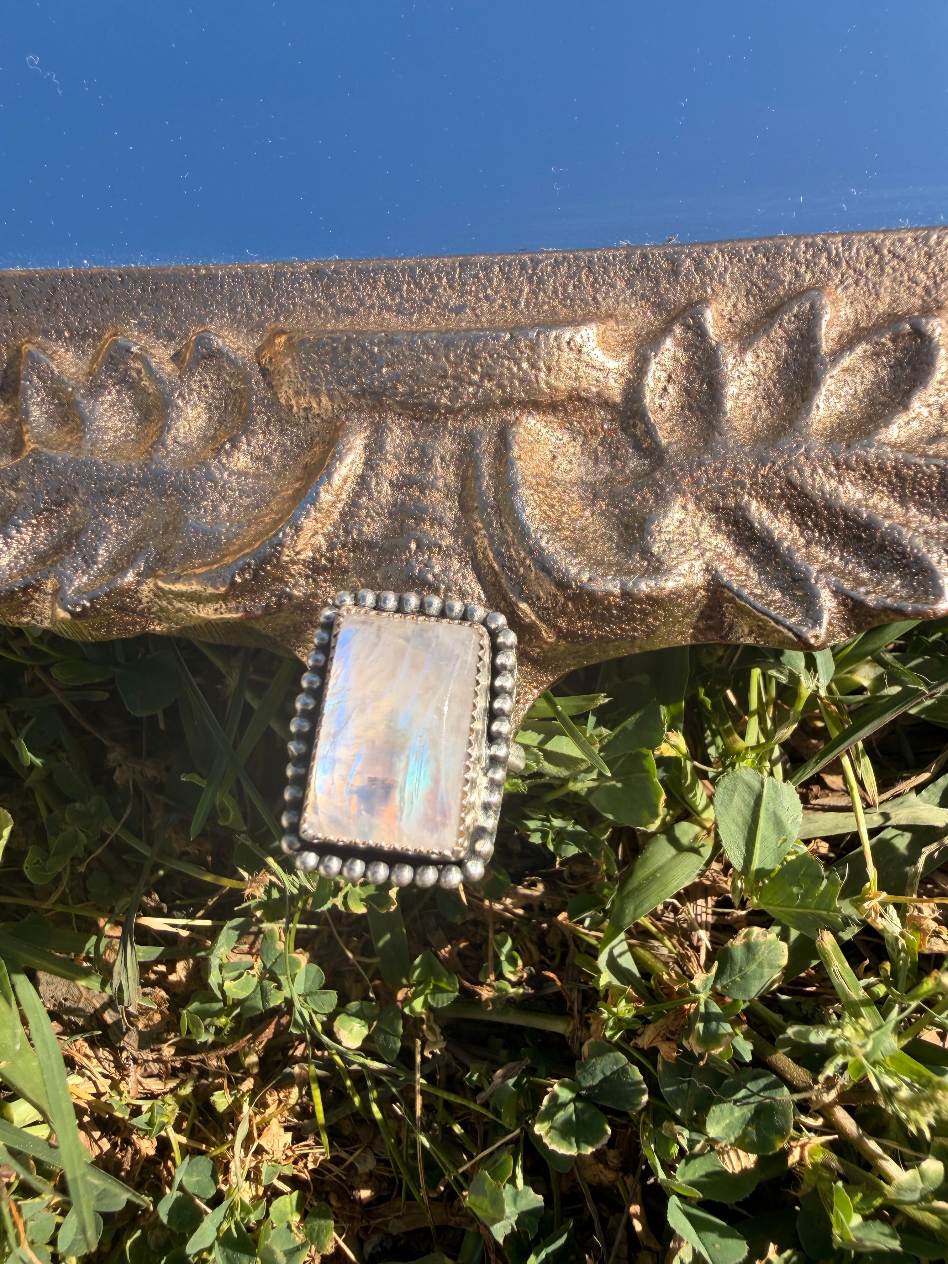 rectangle moon stone ring