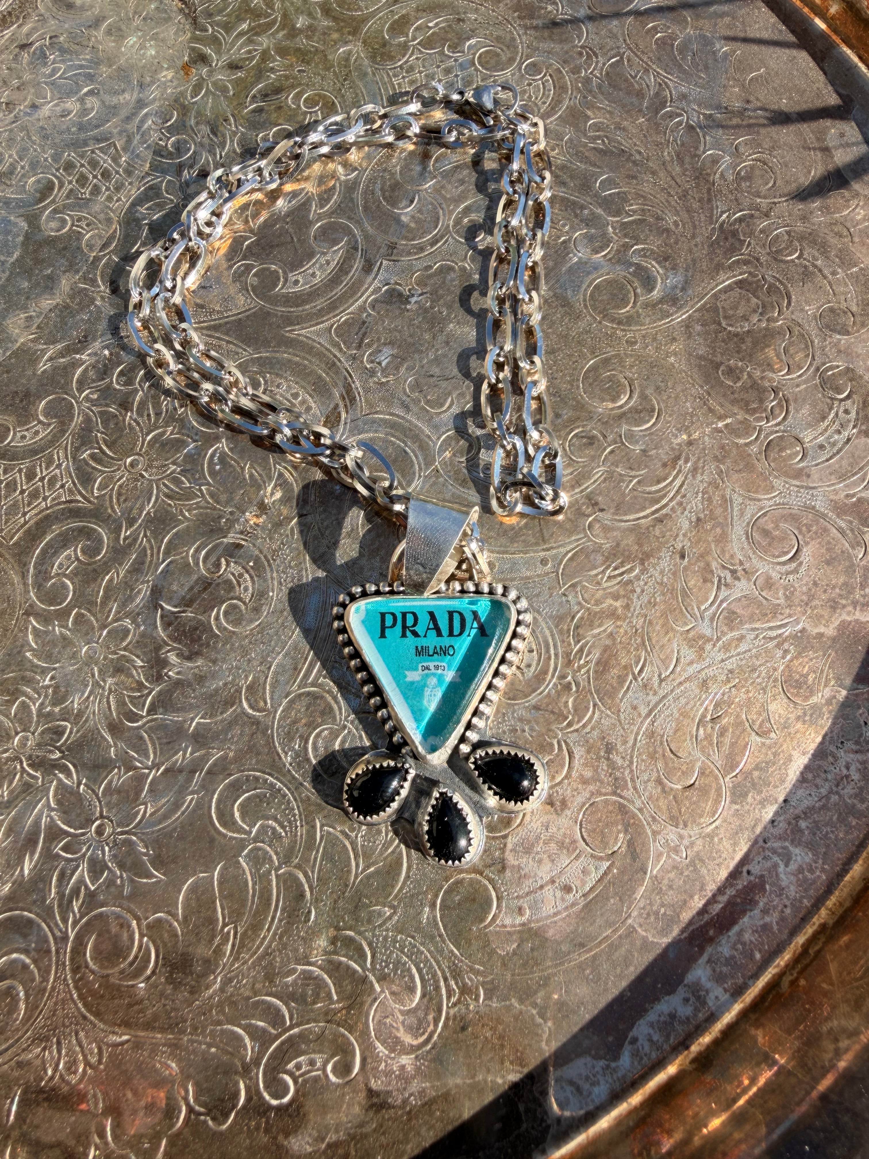 Prada style pendant necklace