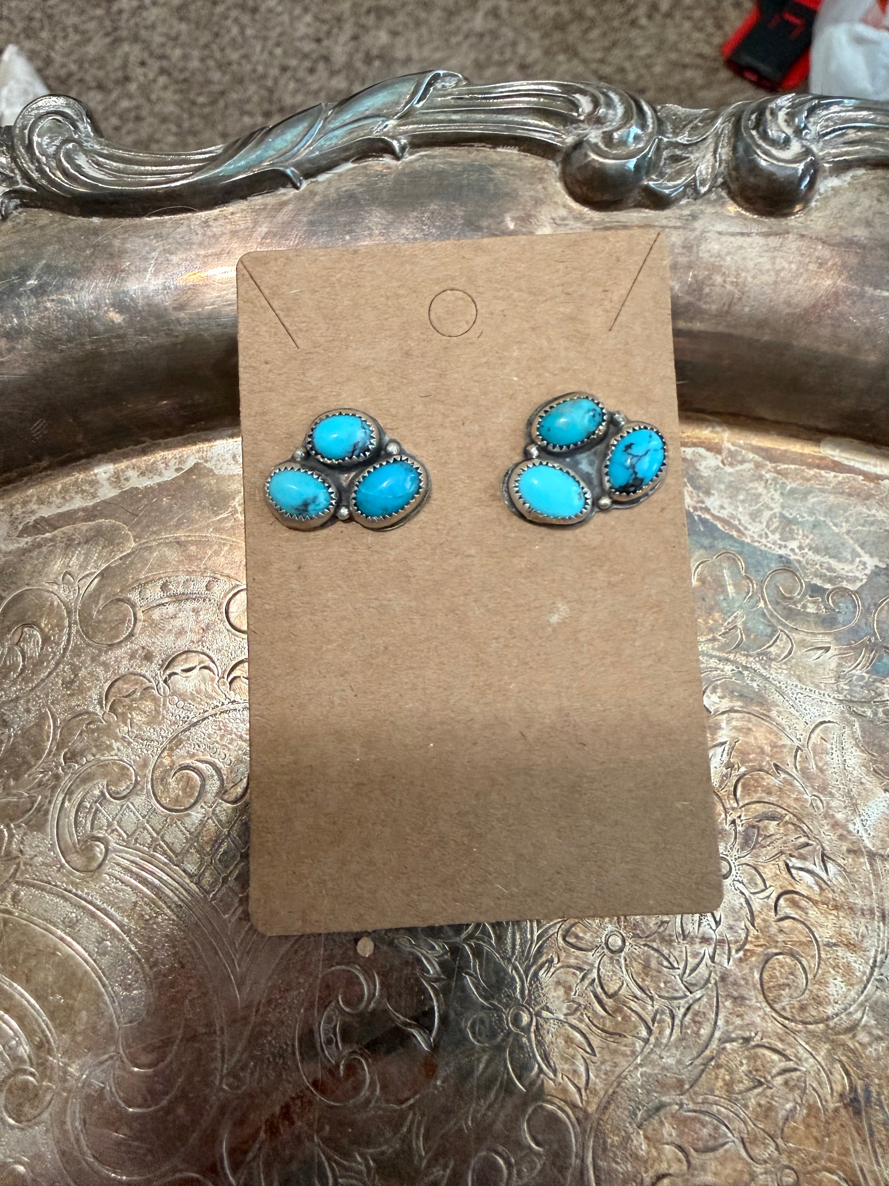 turquoise cluster earrings