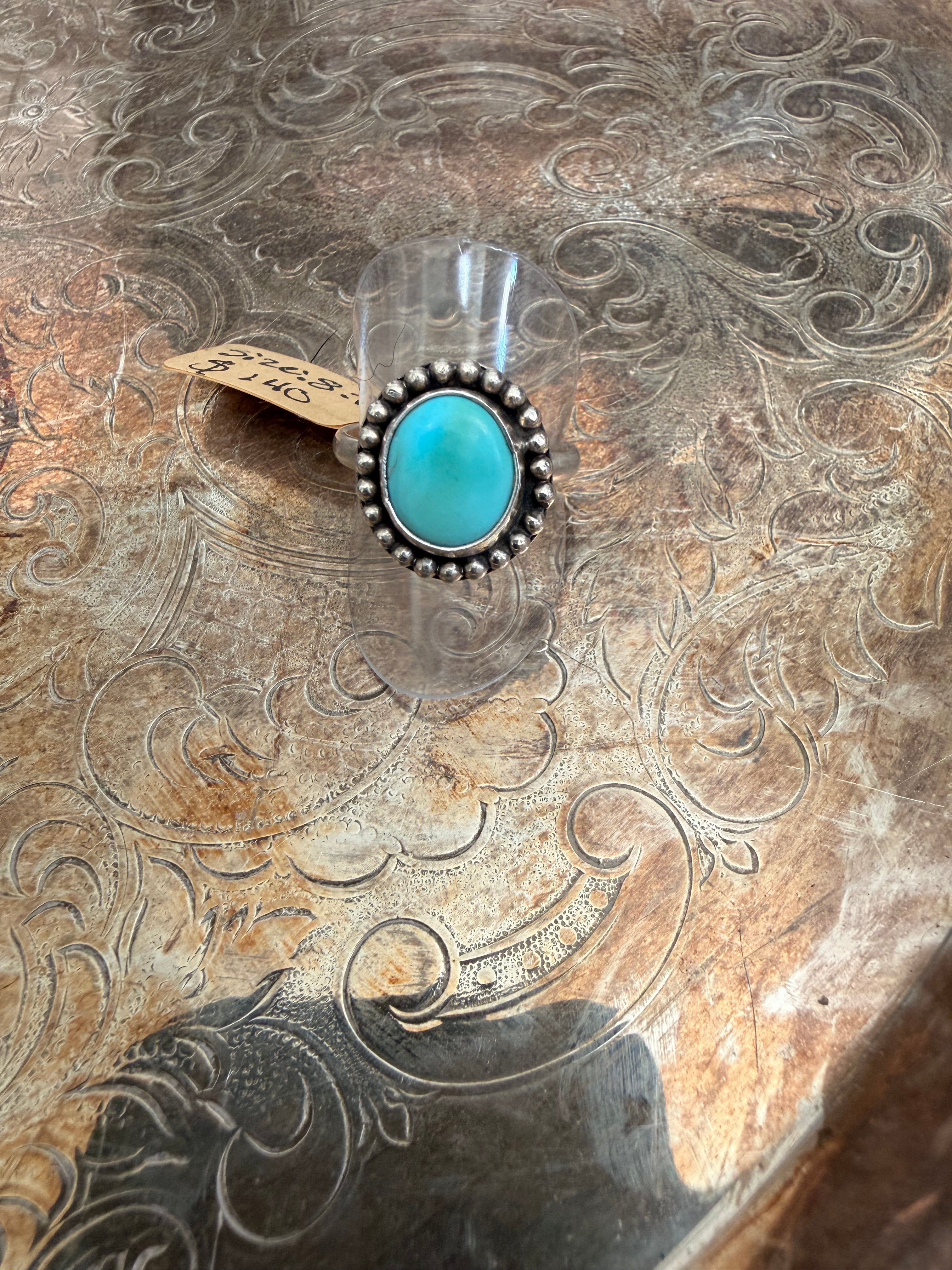 turquoise ring with beading