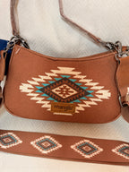 Wrangler brown leather aztech shoulder bag