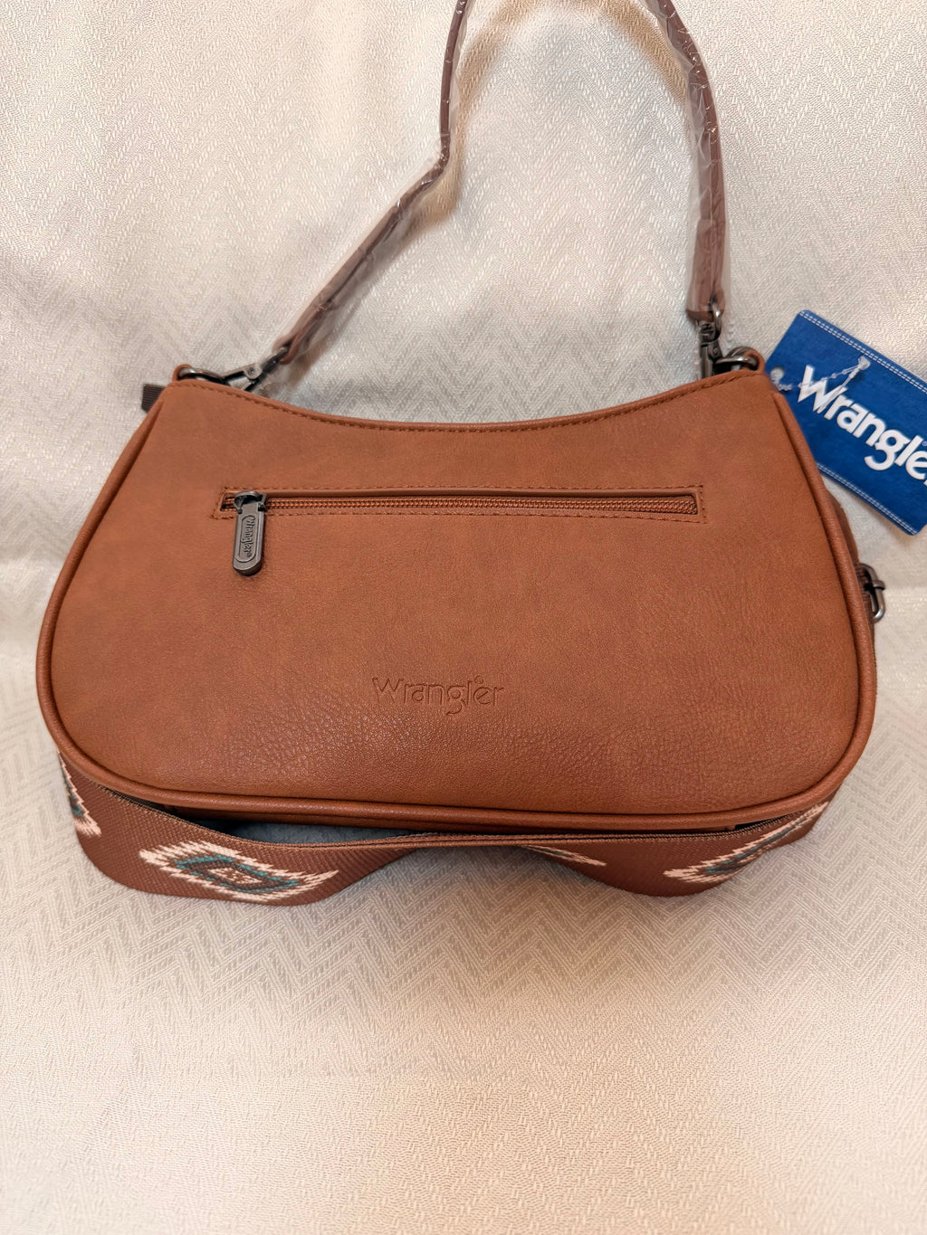 Wrangler brown leather aztech shoulder bag