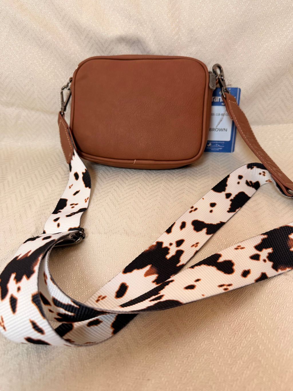 Wrangler brown and cow hide crossbody purse