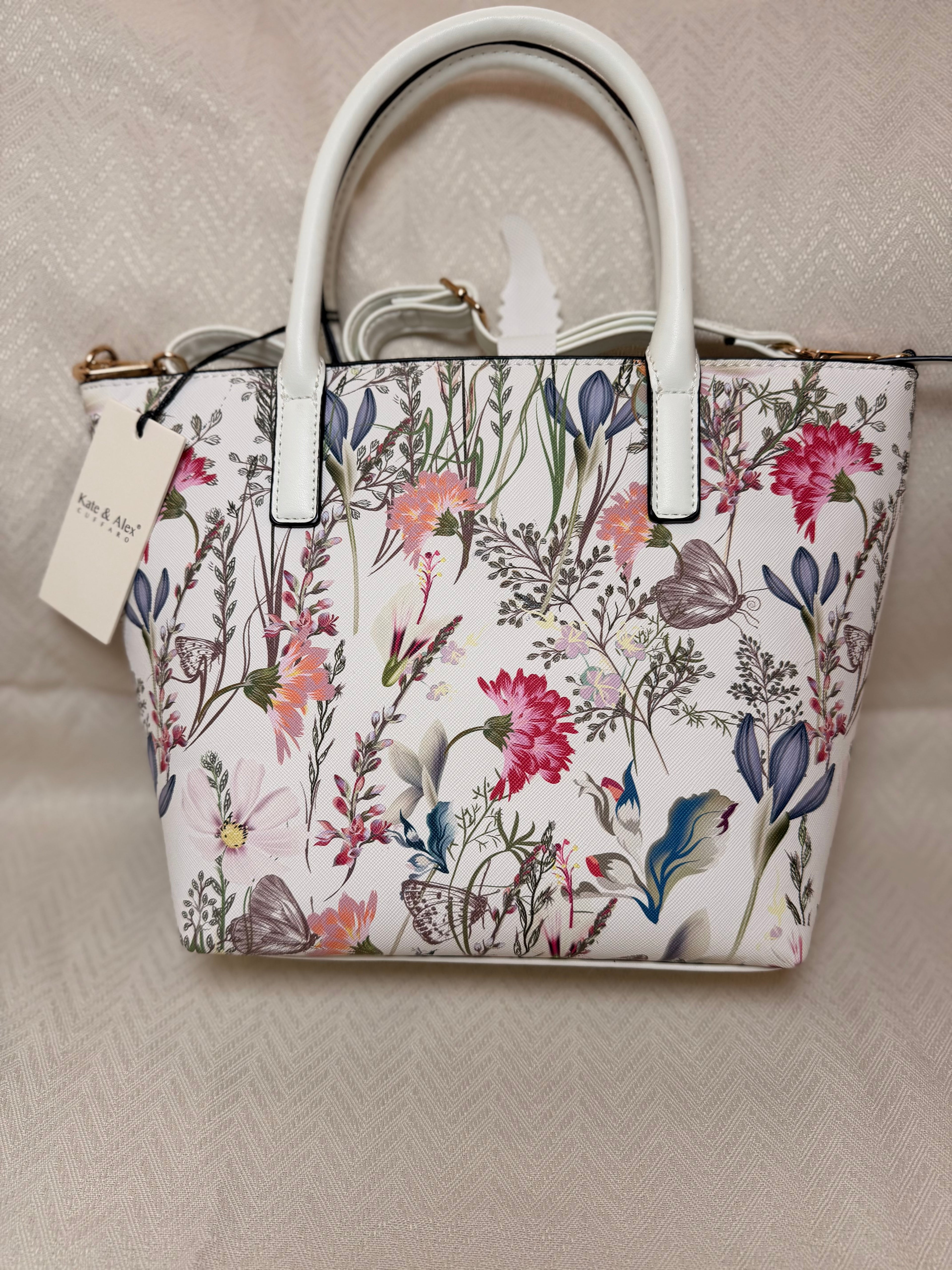 white floral hand bag crossbody