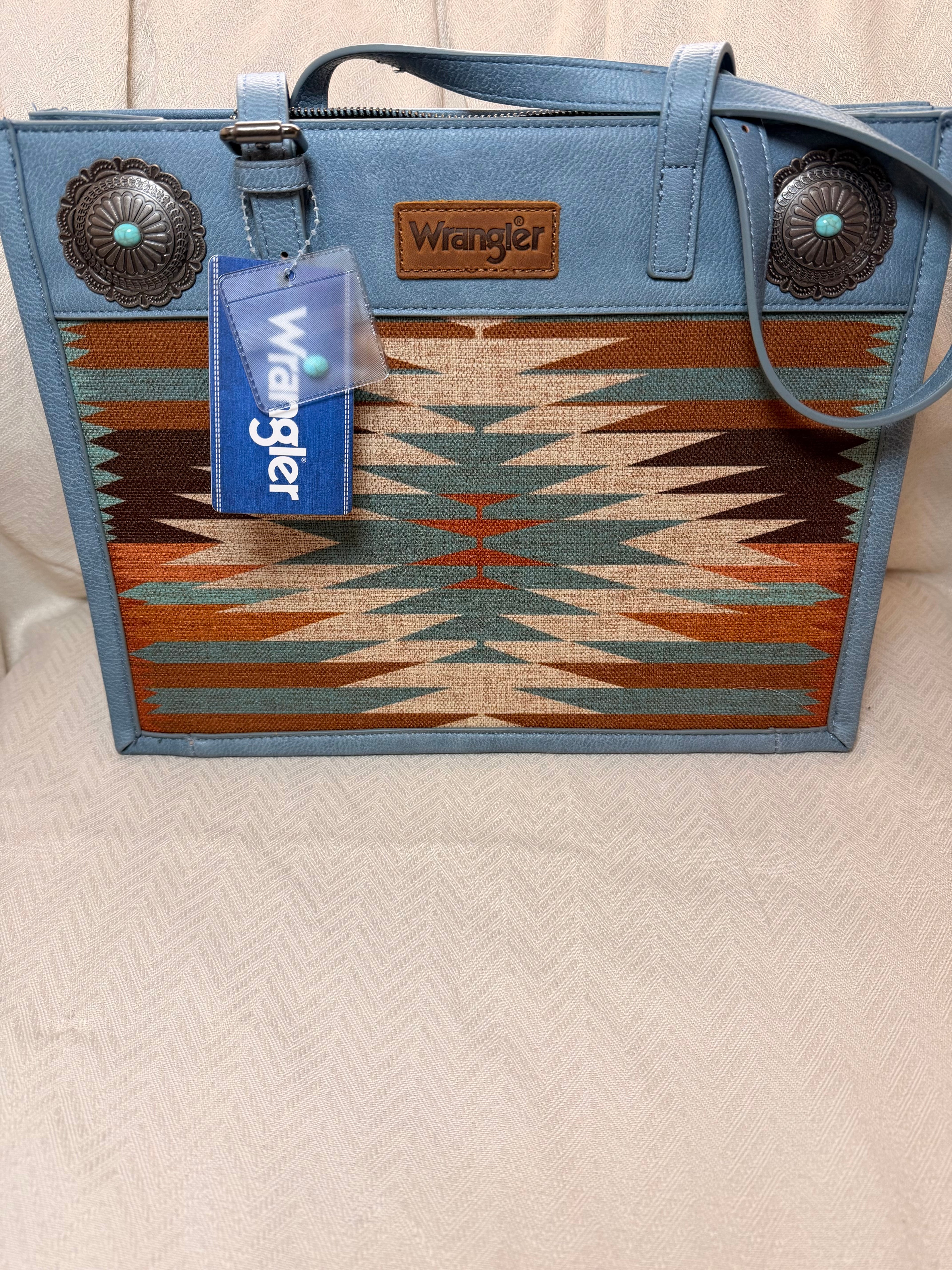 wrangler blue large aztech tote bag