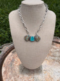 valley ribbon and Egyptian turquoise pendant necklace