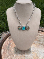 valley ribbon and Egyptian turquoise pendant necklace