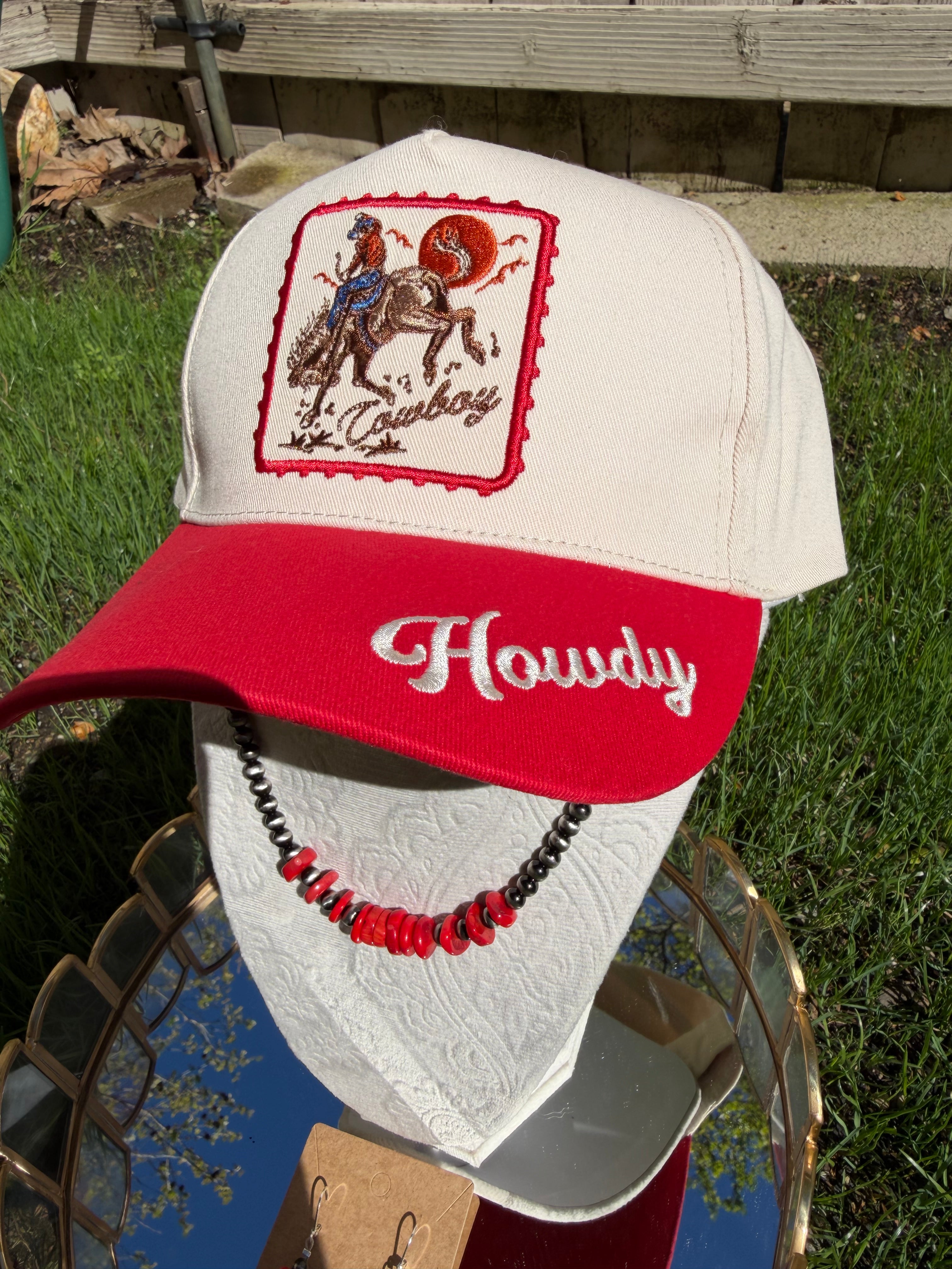 Red cowboy howdy hat