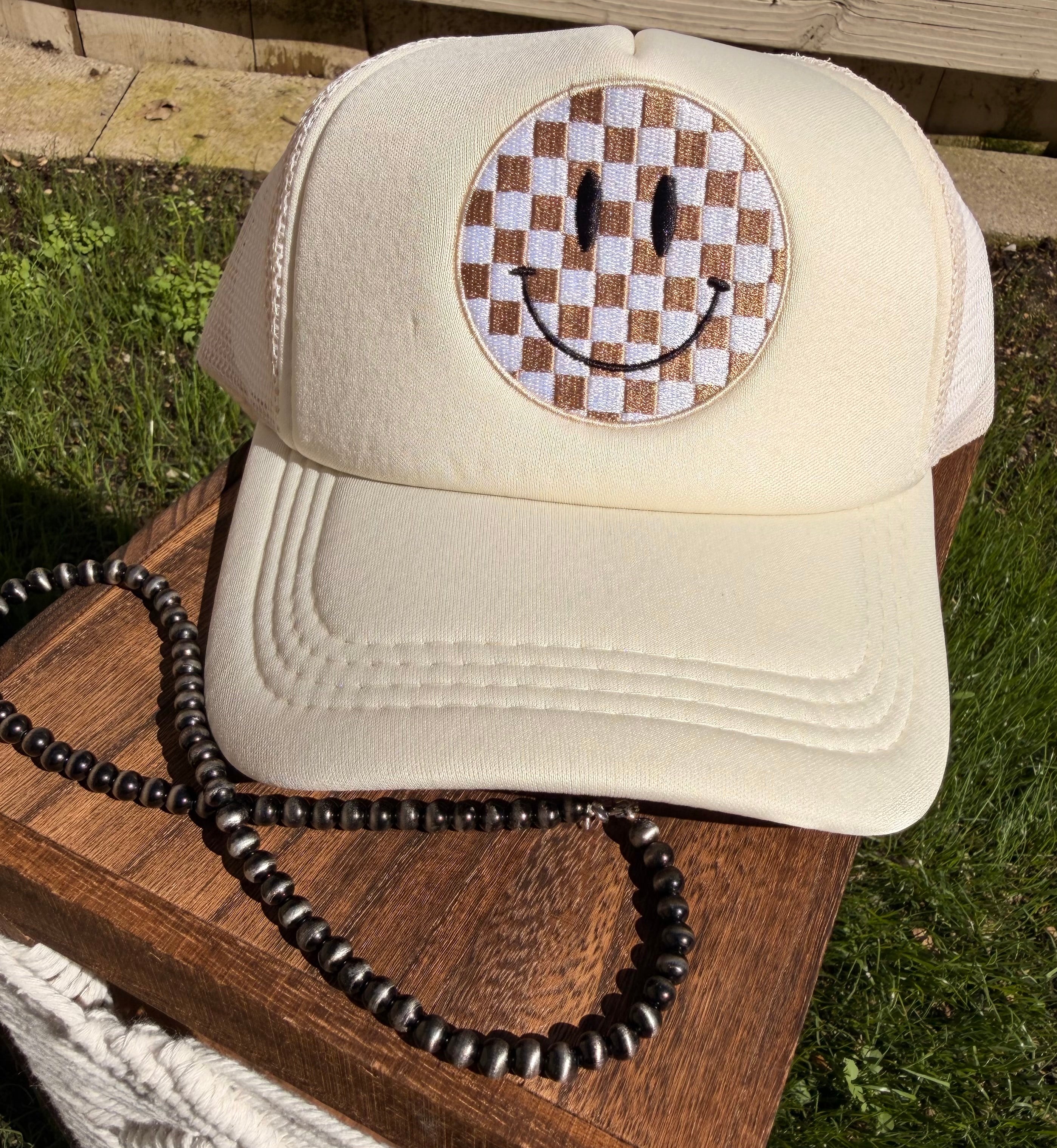 Checkered smiley hat