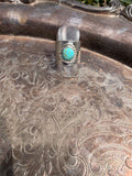 thick hammered band turquoise ring