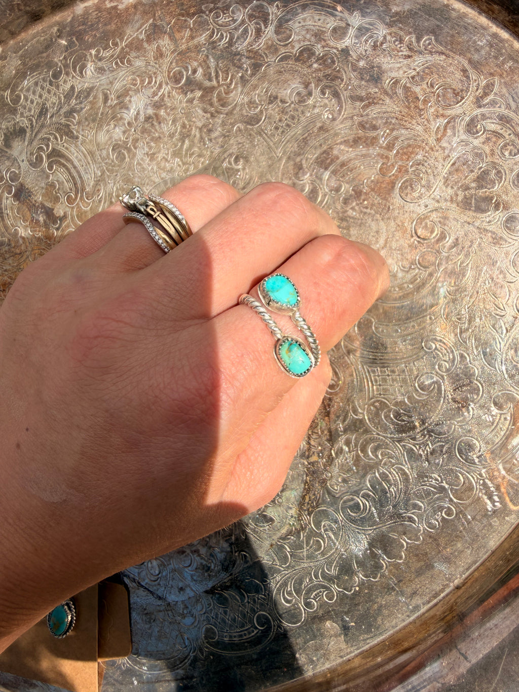 turquoise rope adjustable ring